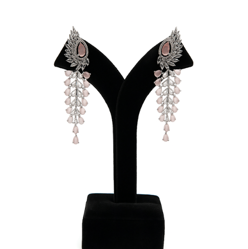 Elegant Rose Stone Long Earrings for Women
